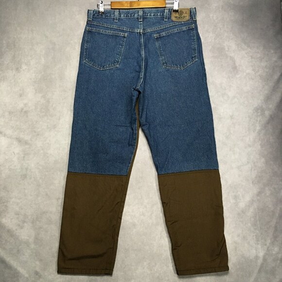 Wrangler Mens Nylon Leg Field Blue Jeans size 34x30 Denim Brush Work Pants - Picture 4 of 10